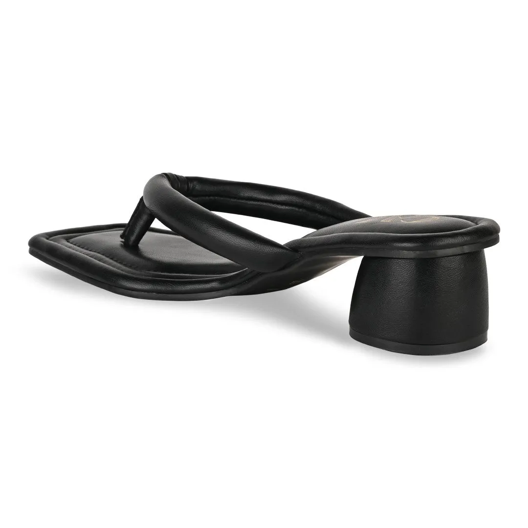 Black Cushy Thong Heels