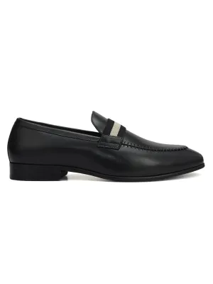 Black Loafers With Contrast Panel