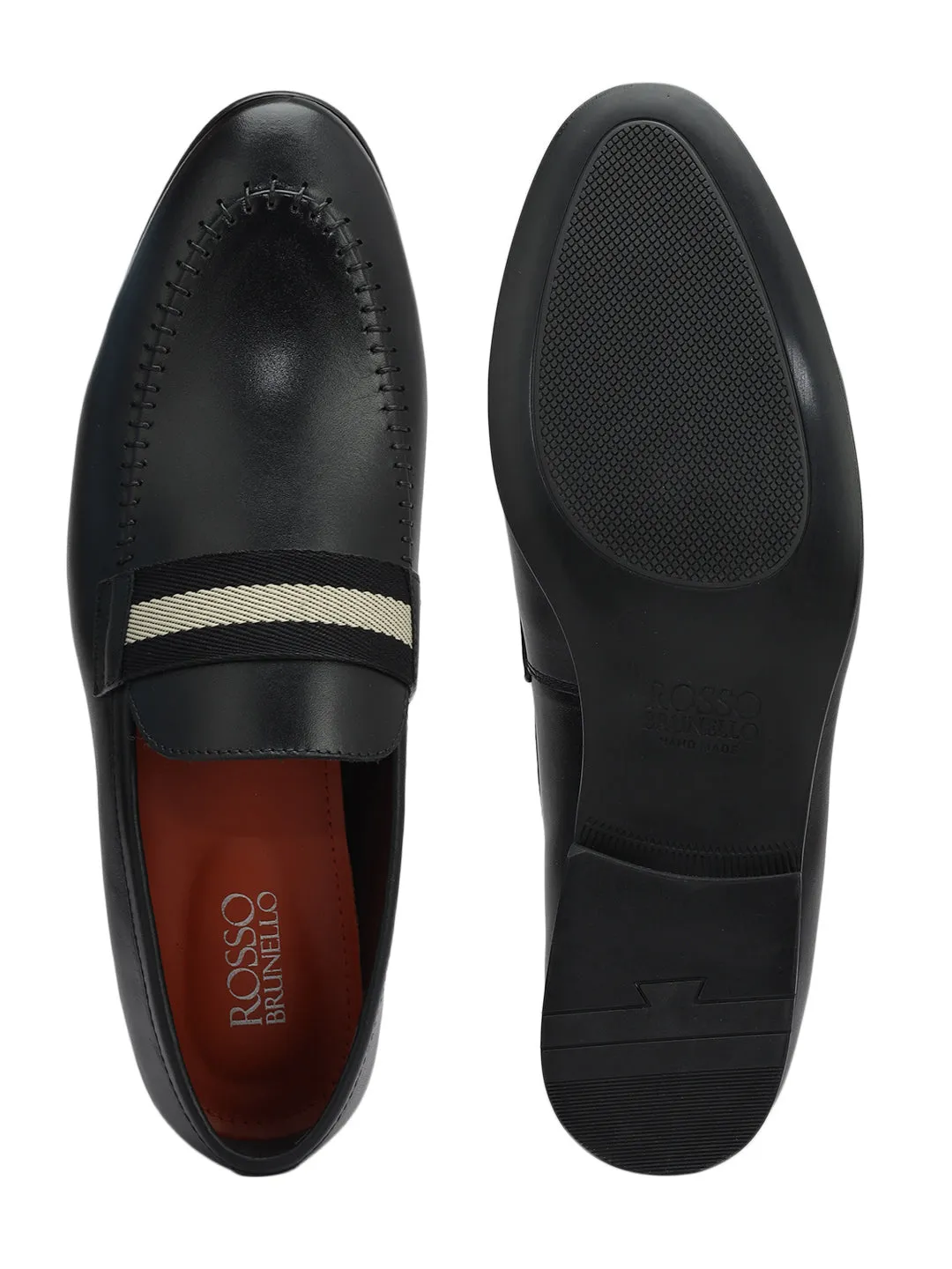 Black Loafers With Contrast Panel
