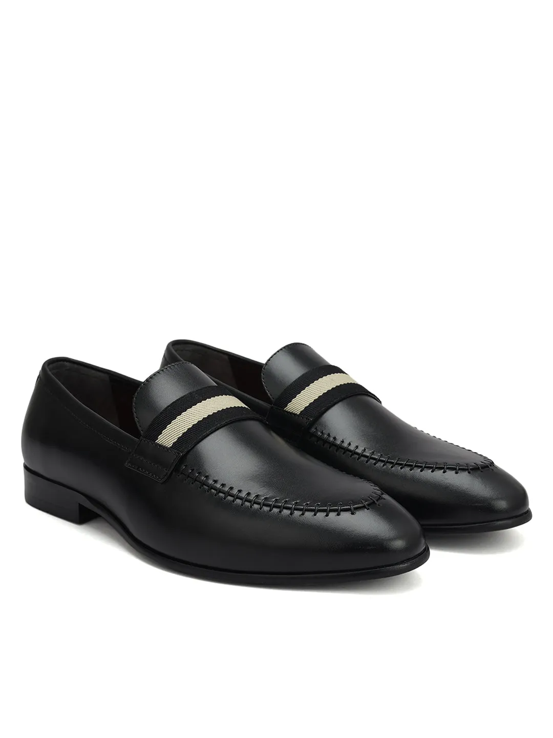 Black Loafers With Contrast Panel