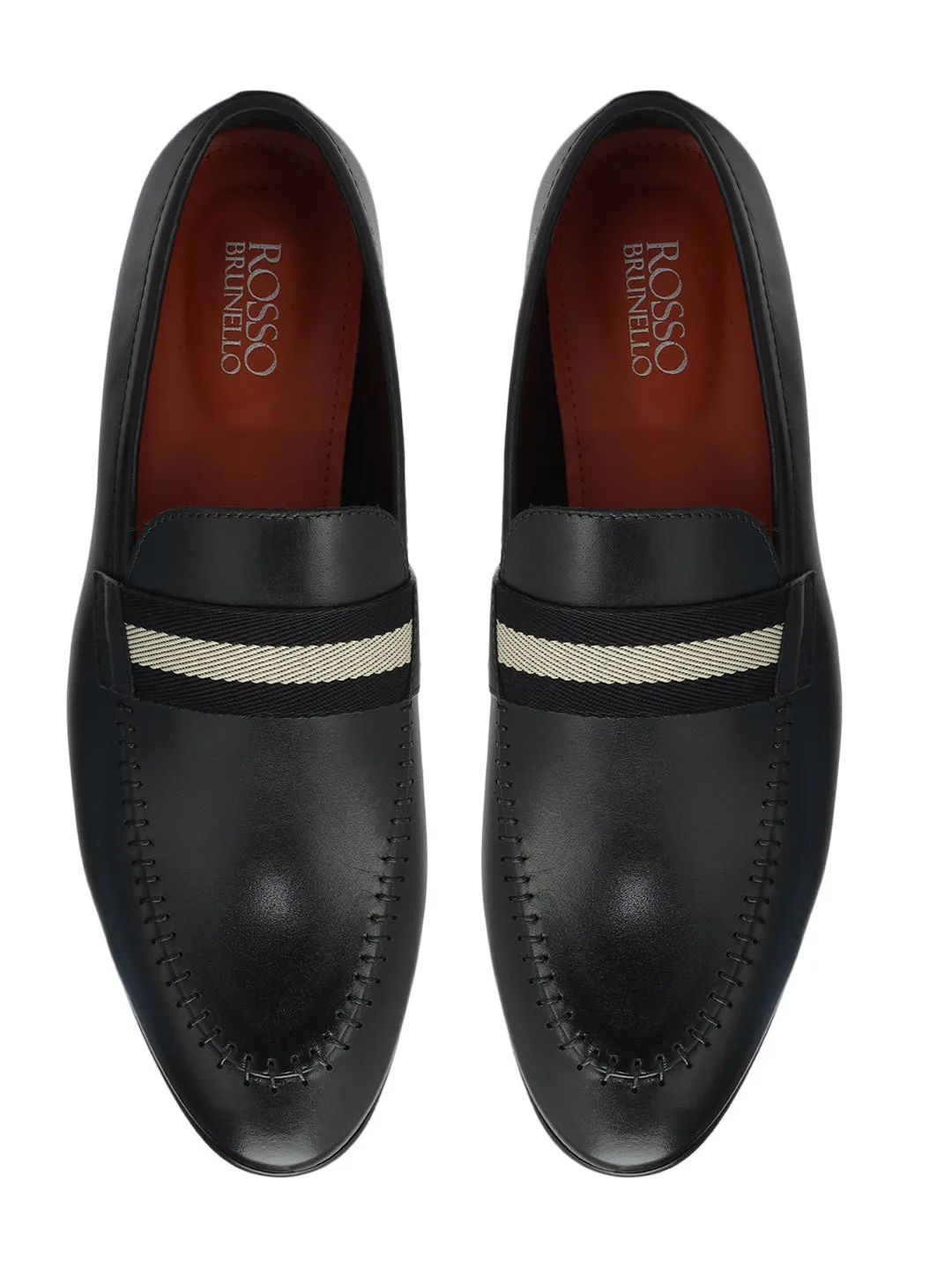 Black Loafers With Contrast Panel