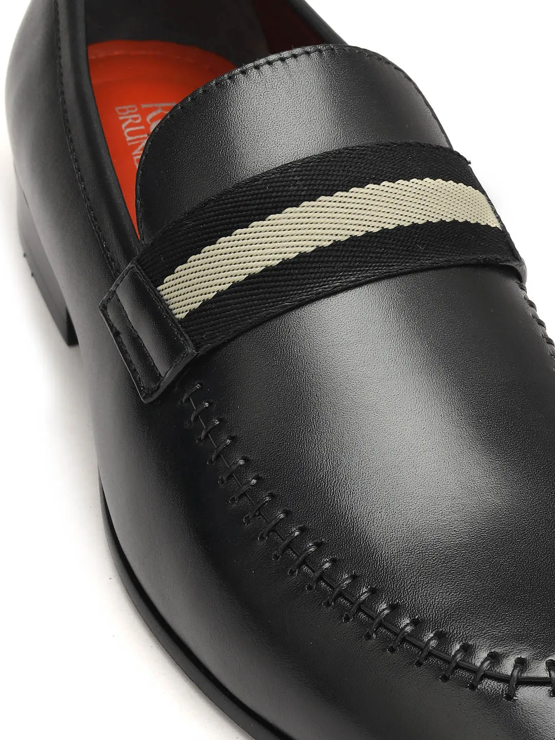 Black Loafers With Contrast Panel
