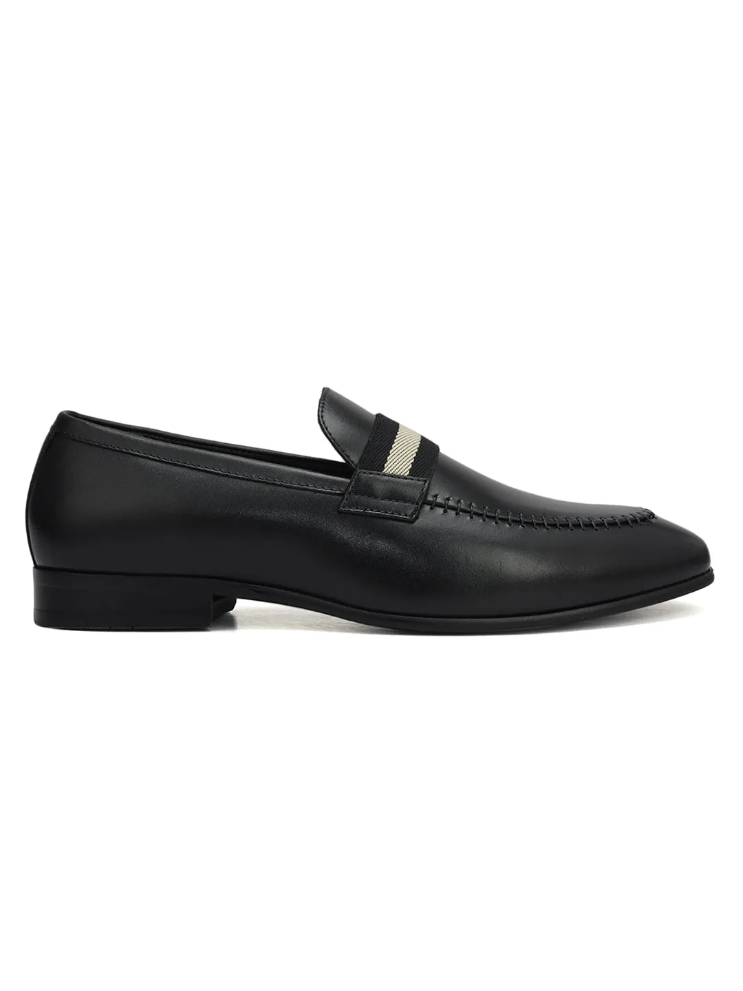 Black Loafers With Contrast Panel
