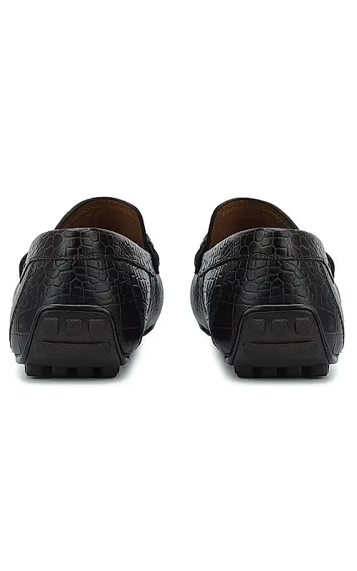 Brown Croco Textured Moccasins