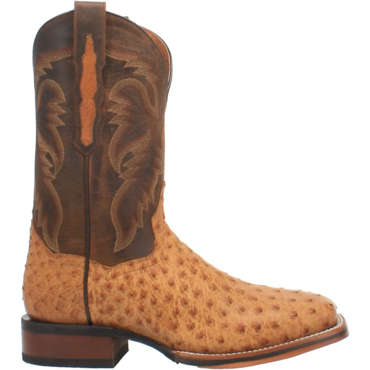 Dan Post Men's Kershaw Full Quill Ostrich Square Toe Boots - Saddle