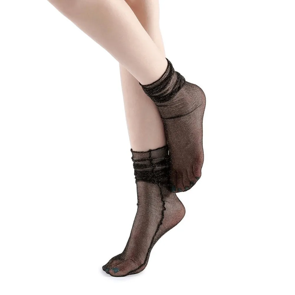Diamond Sheer Crew Sock | Black