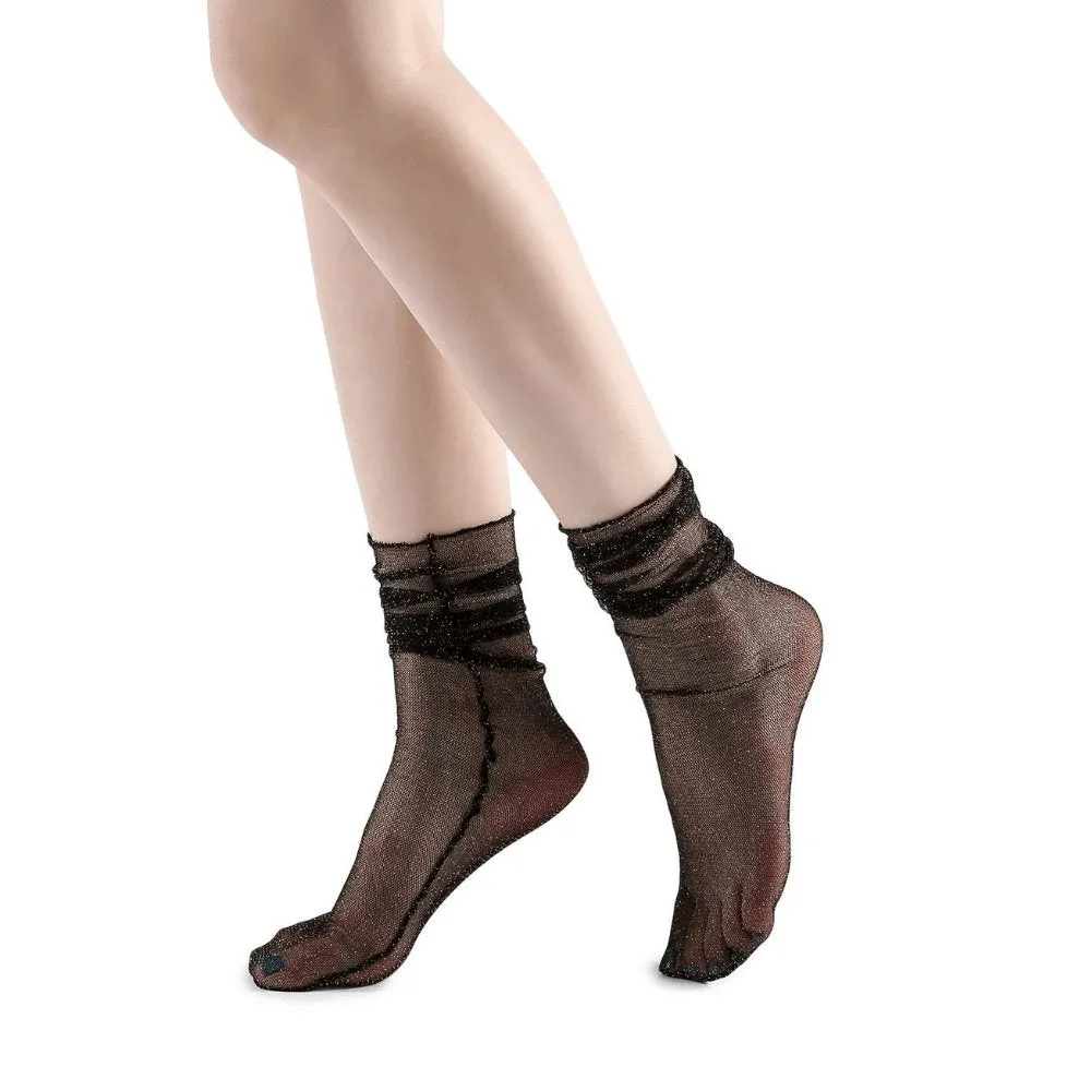 Diamond Sheer Crew Sock | Black