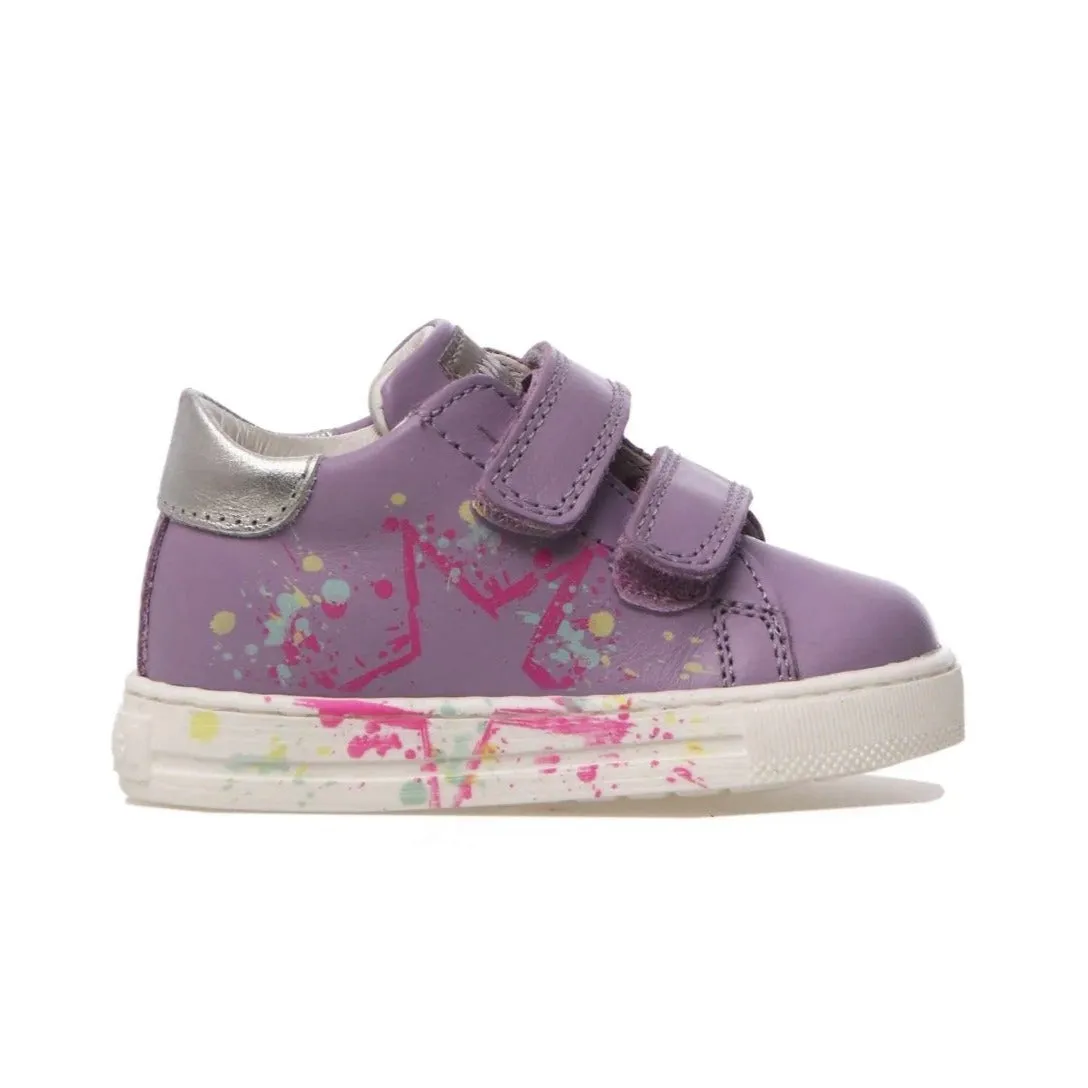Falcotto Baby Girl's Lavender & Silver Leather Lacus Low Trainer