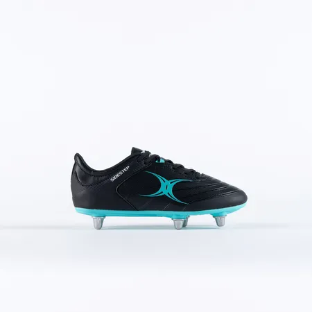 Gilbert Sidestep X15 LO6S Rugby Boots Black/Aqua