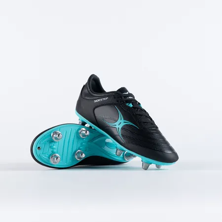 Gilbert Sidestep X15 LO6S Rugby Boots Black/Aqua