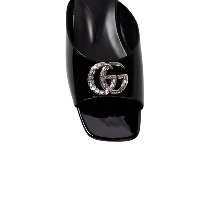 Gucci Women's Black Patent Leather Flat Slipper