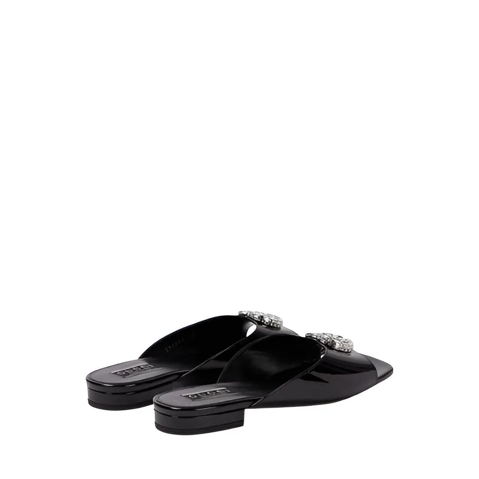 Gucci Women's Black Patent Leather Flat Slipper