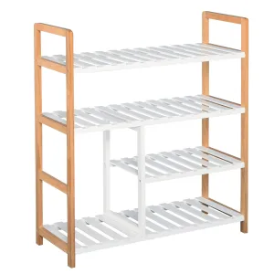HOMCOM 4 Tier Shoe Racks Storage Stand Shelf Organizer Wood Frame 78 x 68 x 26 cm Hallway Furniture
