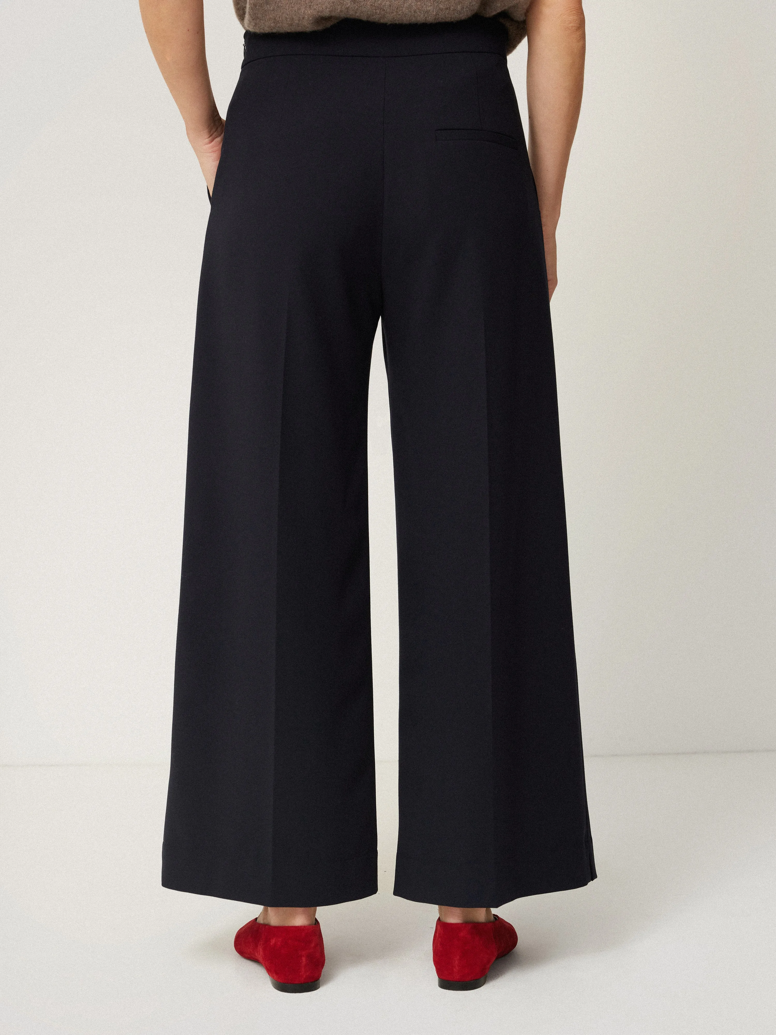 Italian Modern Crepe Sailor Trouser | Navy