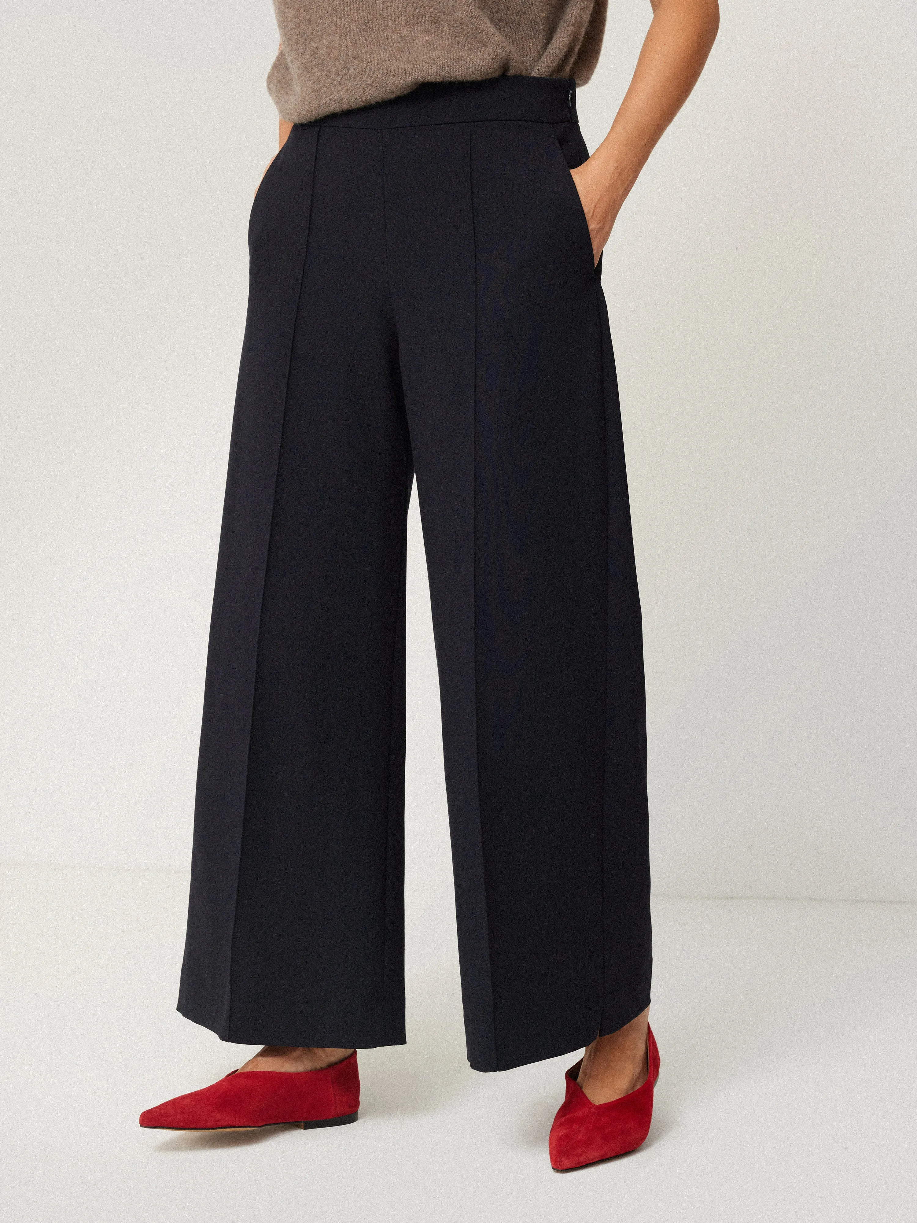 Italian Modern Crepe Sailor Trouser | Navy