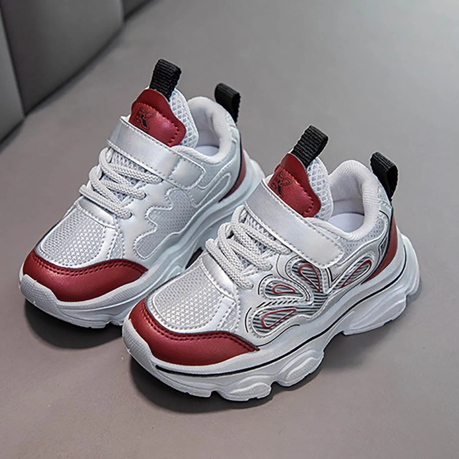 Kids Sport Sneakers for Boys Girls Mesh Breathable Running Shoes Hook and Loop Lightweight Athletic Casual Shoes