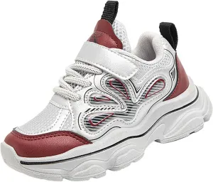 Kids Sport Sneakers for Boys Girls Mesh Breathable Running Shoes Hook and Loop Lightweight Athletic Casual Shoes