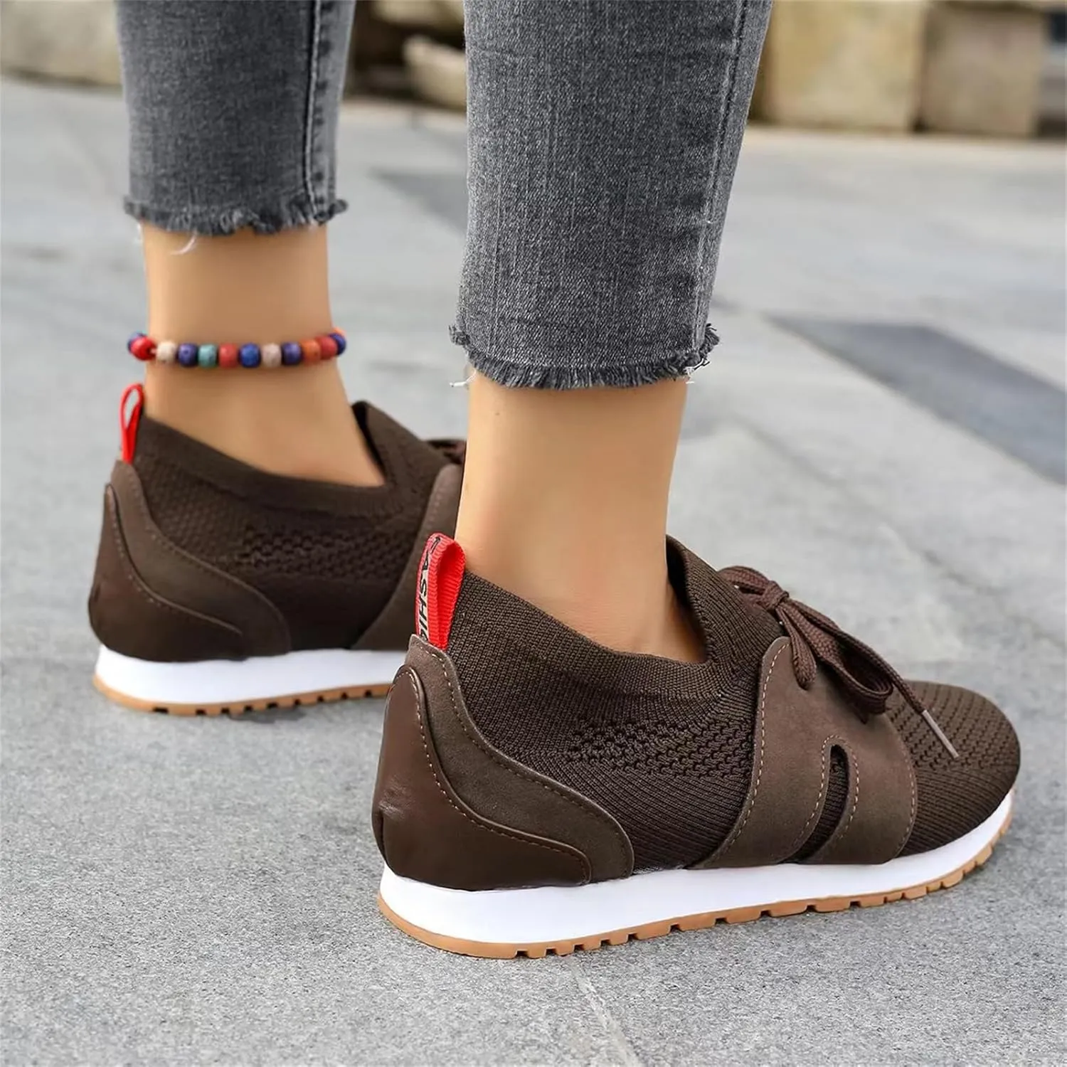 Lausiuoe Slip On Sneakers Women Arch Support Breathable Mesh Walking Shoes Fashion Comfort Running Tennis Gym Workout Shoes