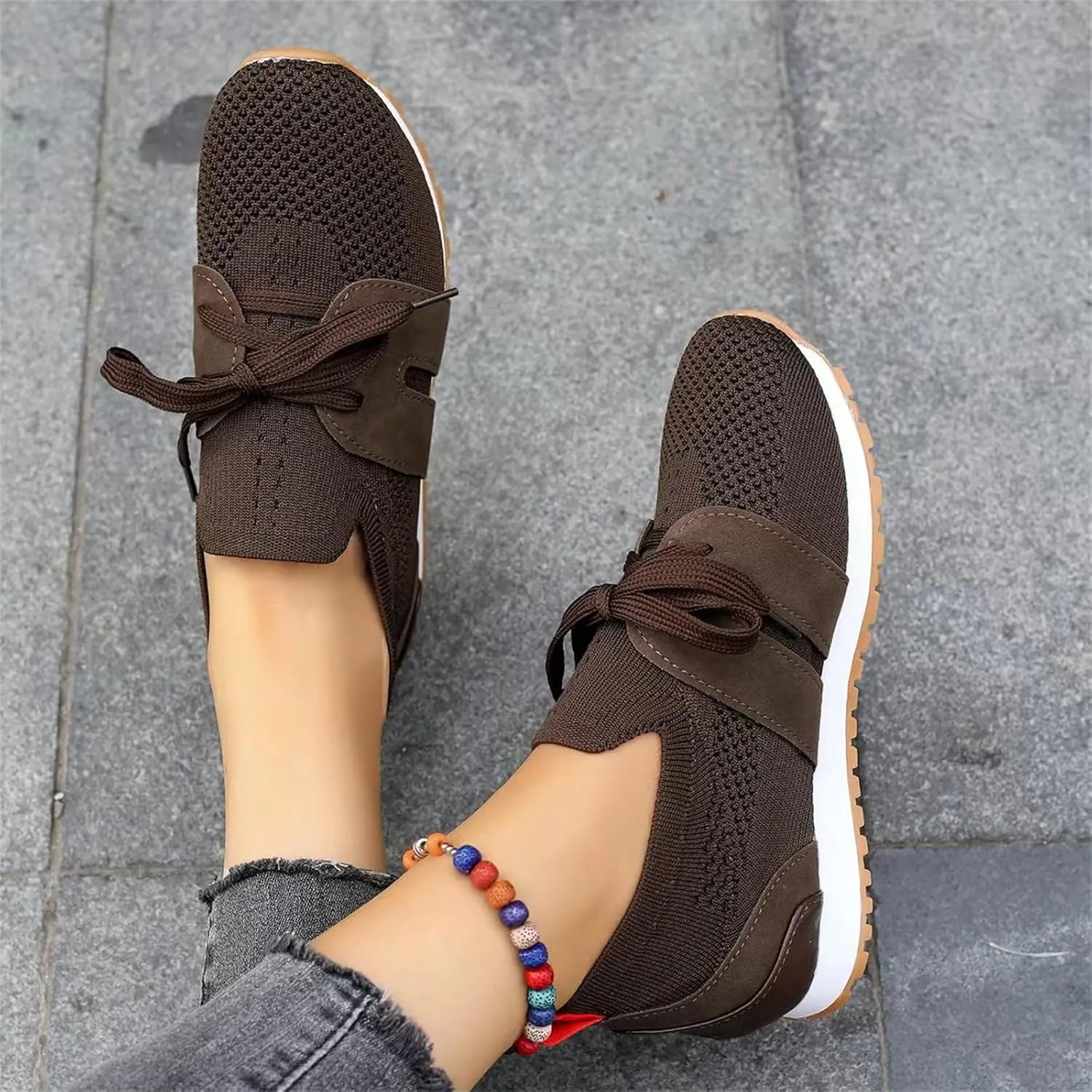 Lausiuoe Slip On Sneakers Women Arch Support Breathable Mesh Walking Shoes Fashion Comfort Running Tennis Gym Workout Shoes
