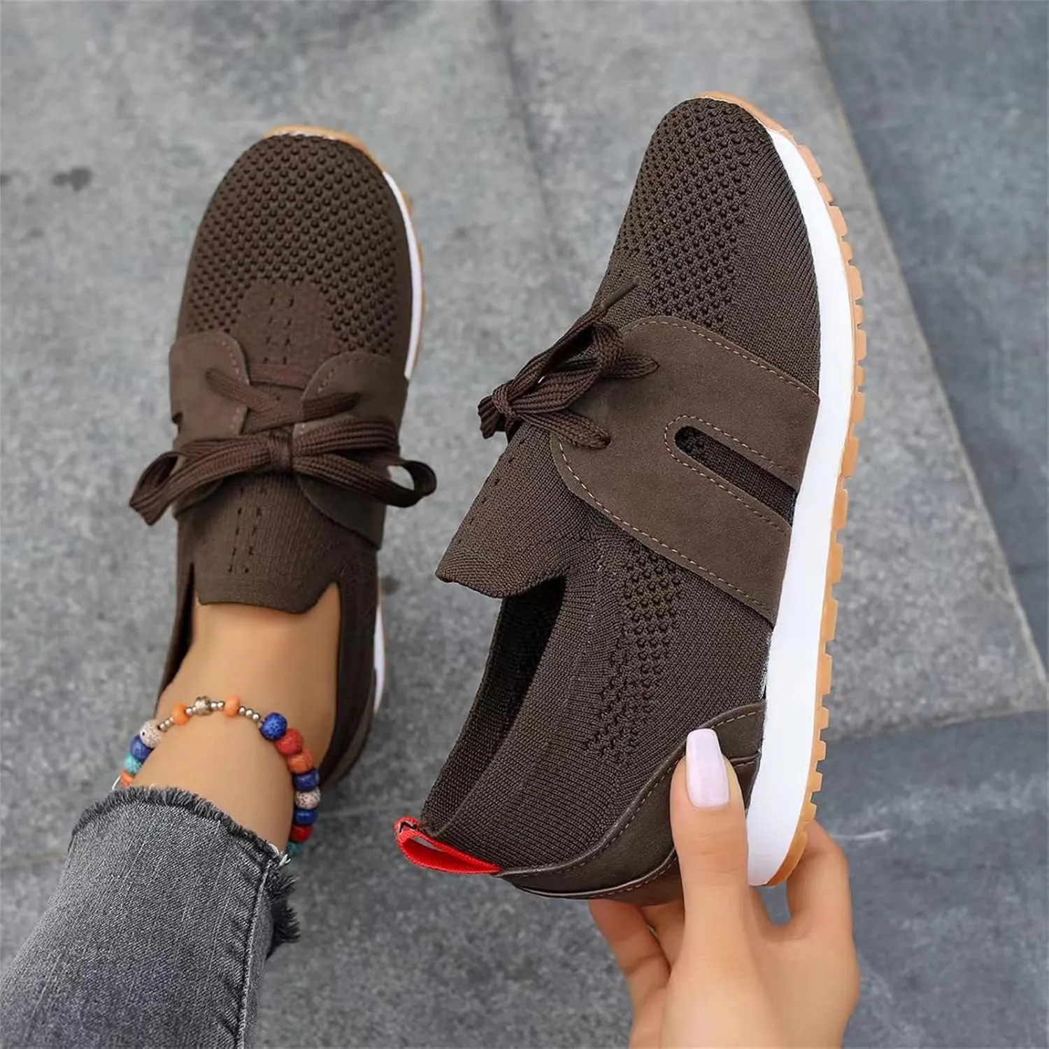 Lausiuoe Slip On Sneakers Women Arch Support Breathable Mesh Walking Shoes Fashion Comfort Running Tennis Gym Workout Shoes
