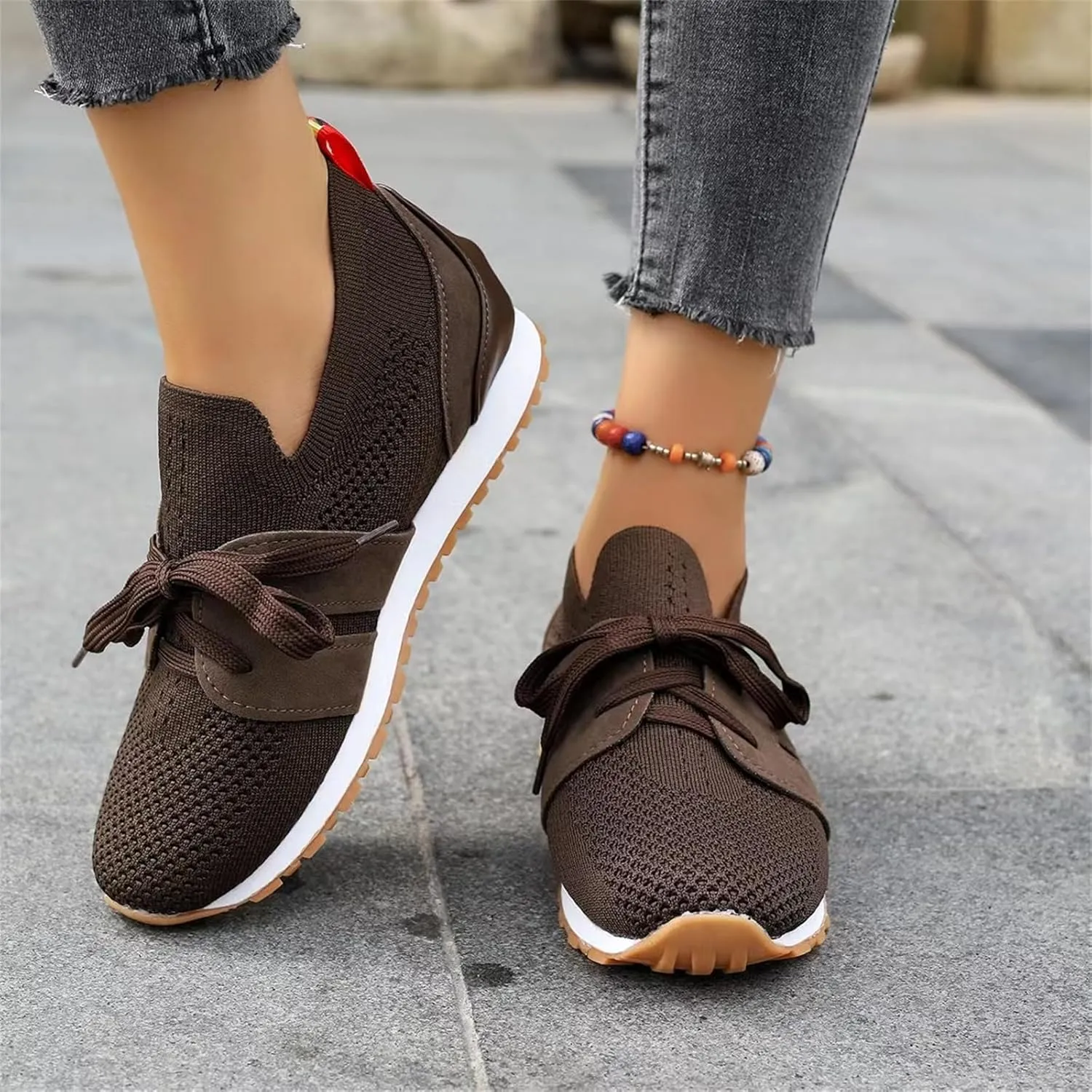 Lausiuoe Slip On Sneakers Women Arch Support Breathable Mesh Walking Shoes Fashion Comfort Running Tennis Gym Workout Shoes