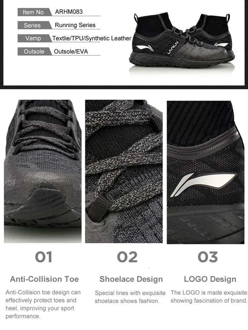 Li-Ning Men LN CLOUD SHIELD 2017 Running Shoes Mono Yarn WATER SHELL Cushion Sneakers LiNing Sports Shoes