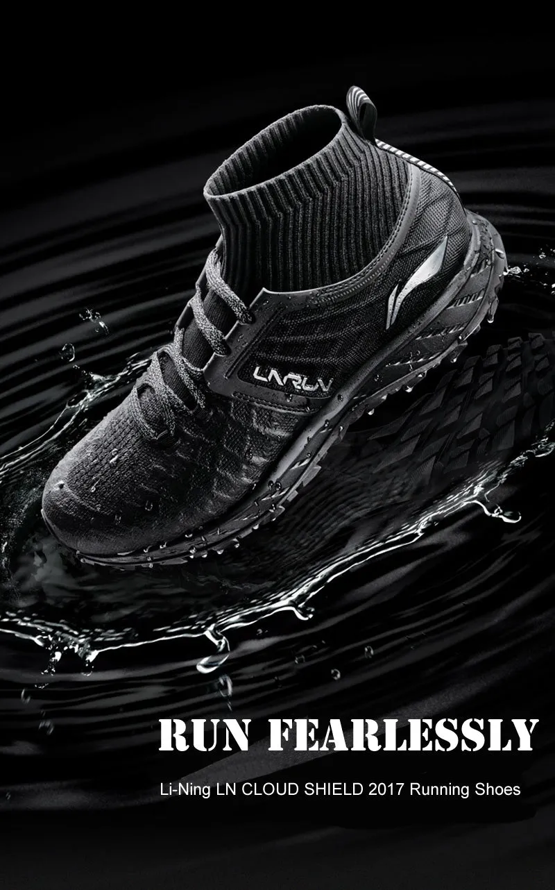 Li-Ning Men LN CLOUD SHIELD 2017 Running Shoes Mono Yarn WATER SHELL Cushion Sneakers LiNing Sports Shoes