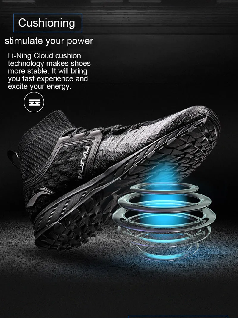 Li-Ning Men LN CLOUD SHIELD 2017 Running Shoes Mono Yarn WATER SHELL Cushion Sneakers LiNing Sports Shoes