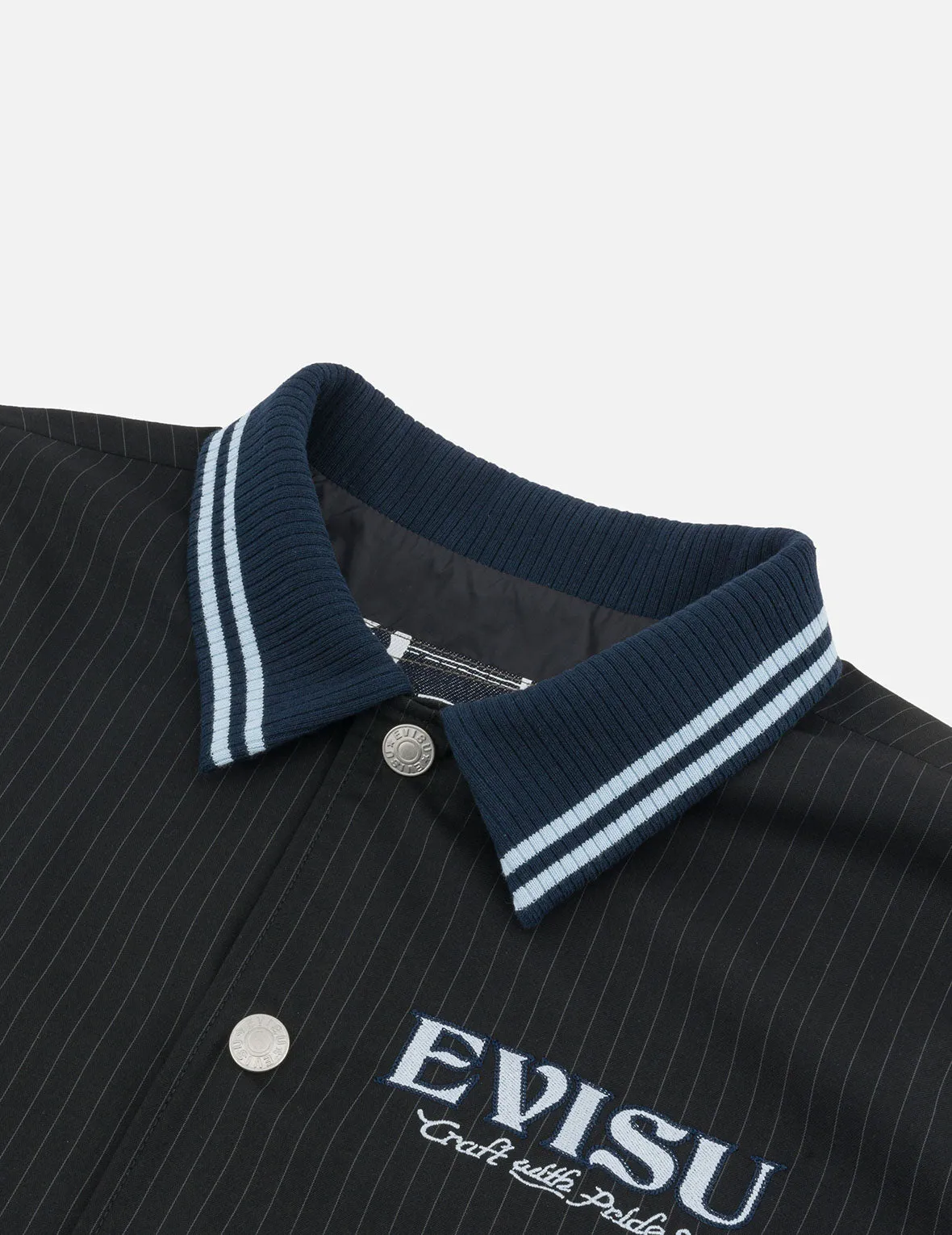 Logo and Slogan Embroidery Regular Fit Striped Suit Ccoach Jacket