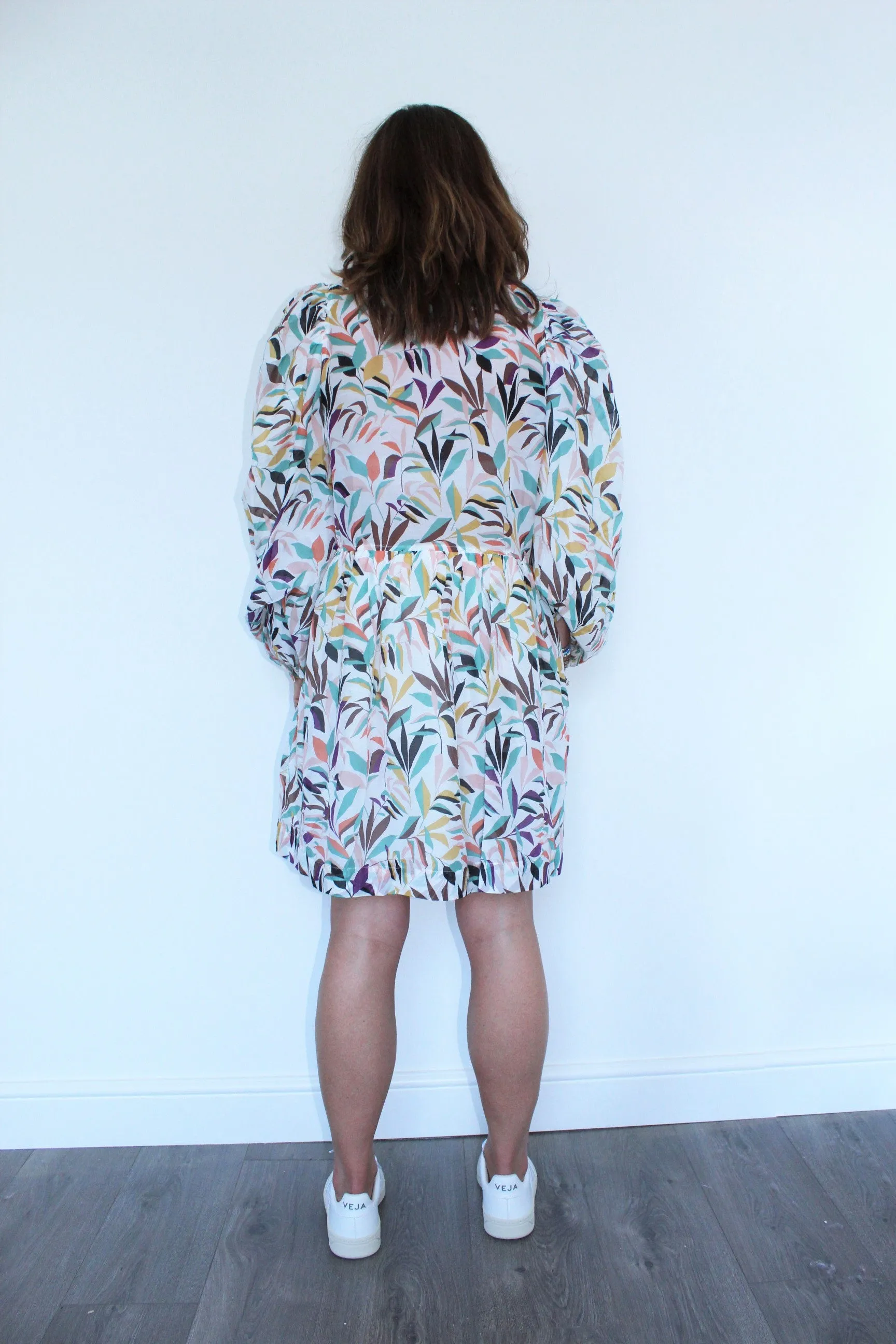 M Paper Long Sleeve Dress in White