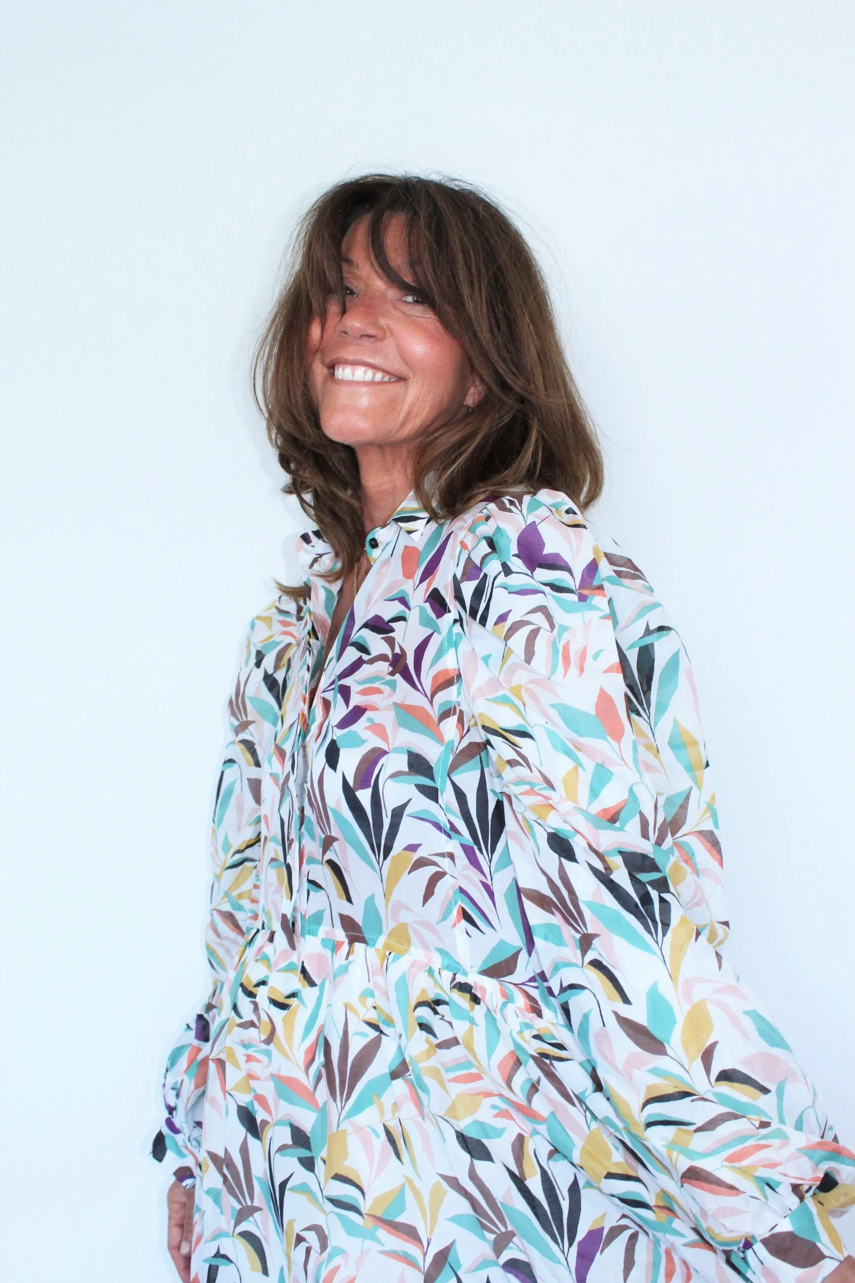 M Paper Long Sleeve Dress in White