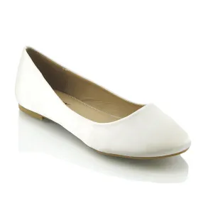 MALEFICENT FLAT BLOCK HIGH HEELED SLIP ON BALLERINA PUMP SHOES IN IVORY SATIN