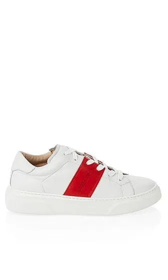 Marc Cain leather sneakers with Contrasting Red Stripes PB SH.06 L16 285