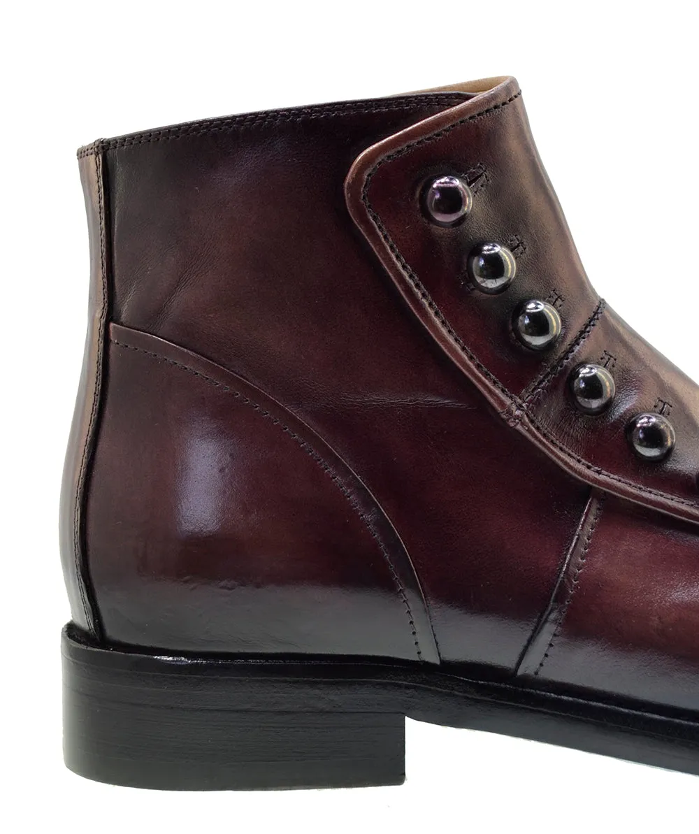 Men's Italian Shoes Jo Ghost 1225 Mulberry Leather Formal Ankle Boots