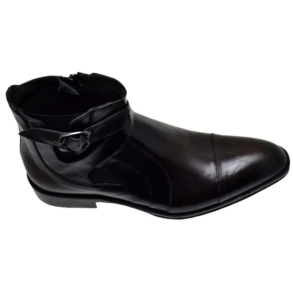 Men's Italian Shoes Jo Ghost 1284 Black Leather Formal Ankle Boots available sizes 42 45