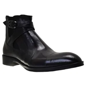 Men's Italian Shoes Jo Ghost 1284 Black Leather Formal Ankle Boots available sizes 42 45