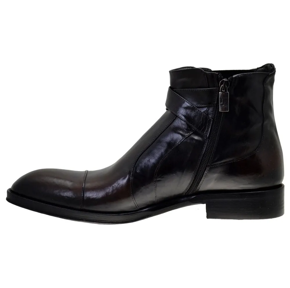 Men's Italian Shoes Jo Ghost 1284 Black Leather Formal Ankle Boots available sizes 42 45