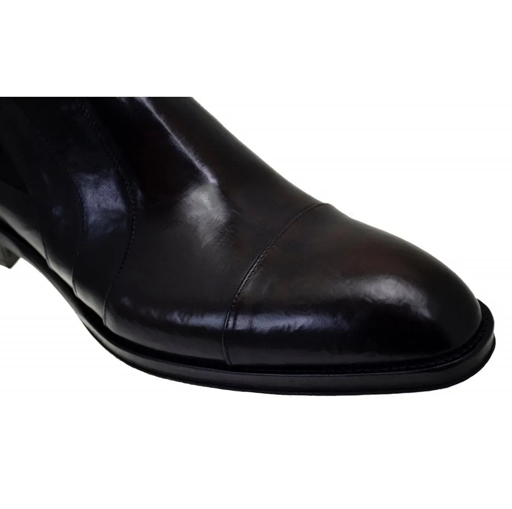 Men's Italian Shoes Jo Ghost 1284 Black Leather Formal Ankle Boots available sizes 42 45