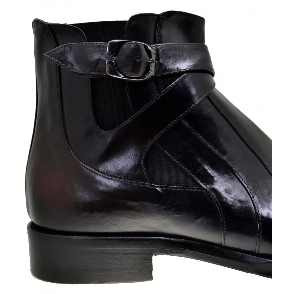 Men's Italian Shoes Jo Ghost 1284 Black Leather Formal Ankle Boots available sizes 42 45