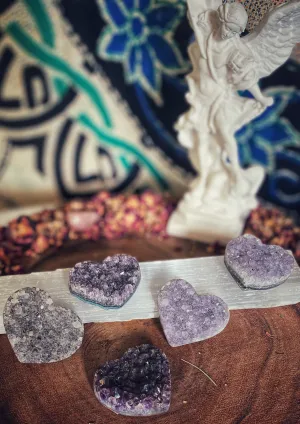 Polished Amethyst Druse Heart