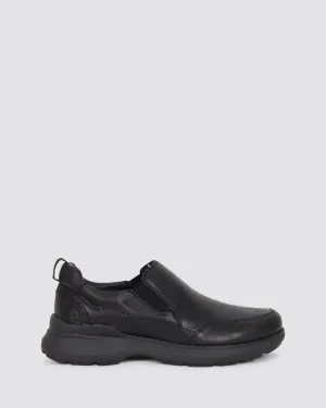 ROUTE SLIP ON SNEAKERS BLACK LEATHER