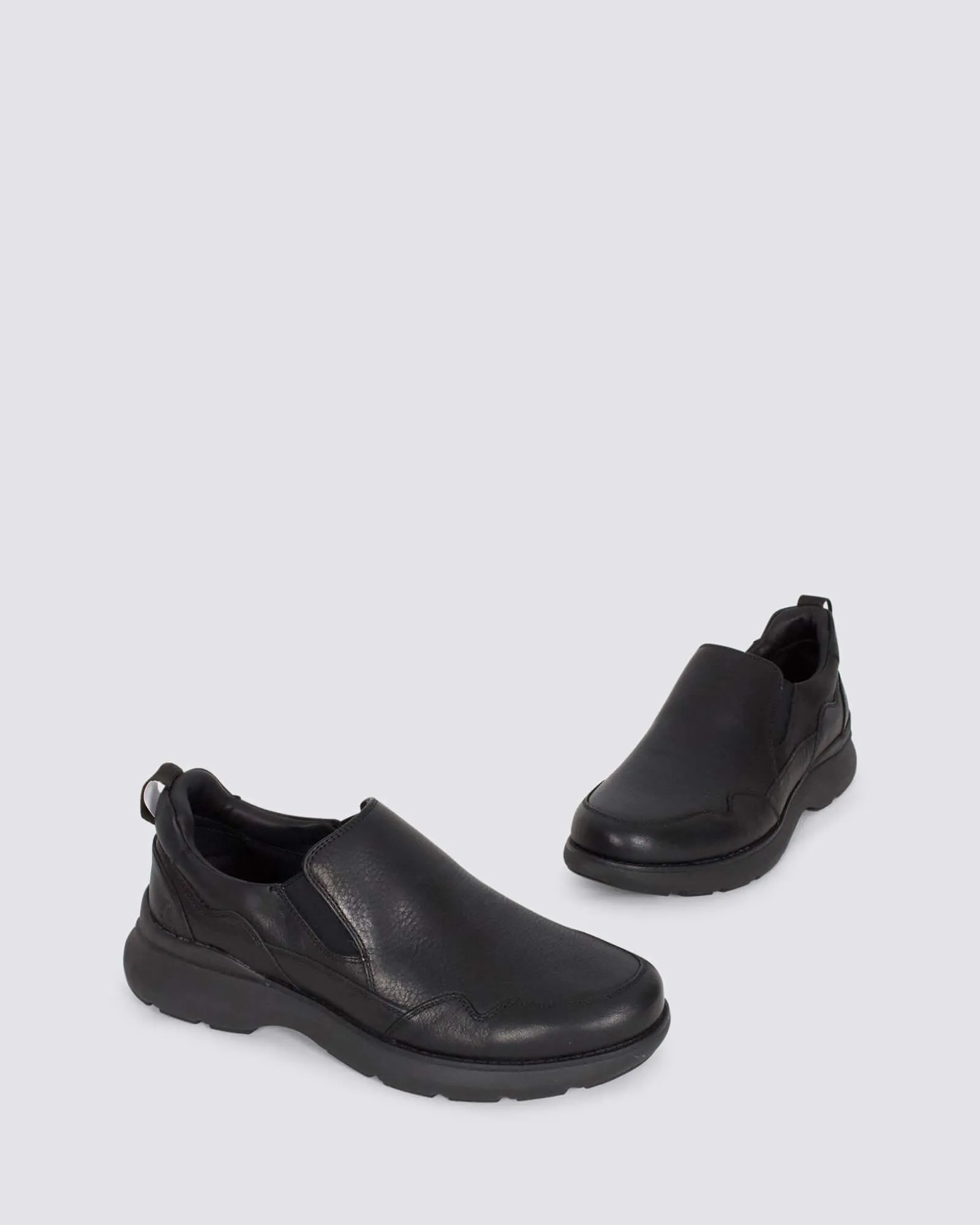 ROUTE SLIP ON SNEAKERS BLACK LEATHER