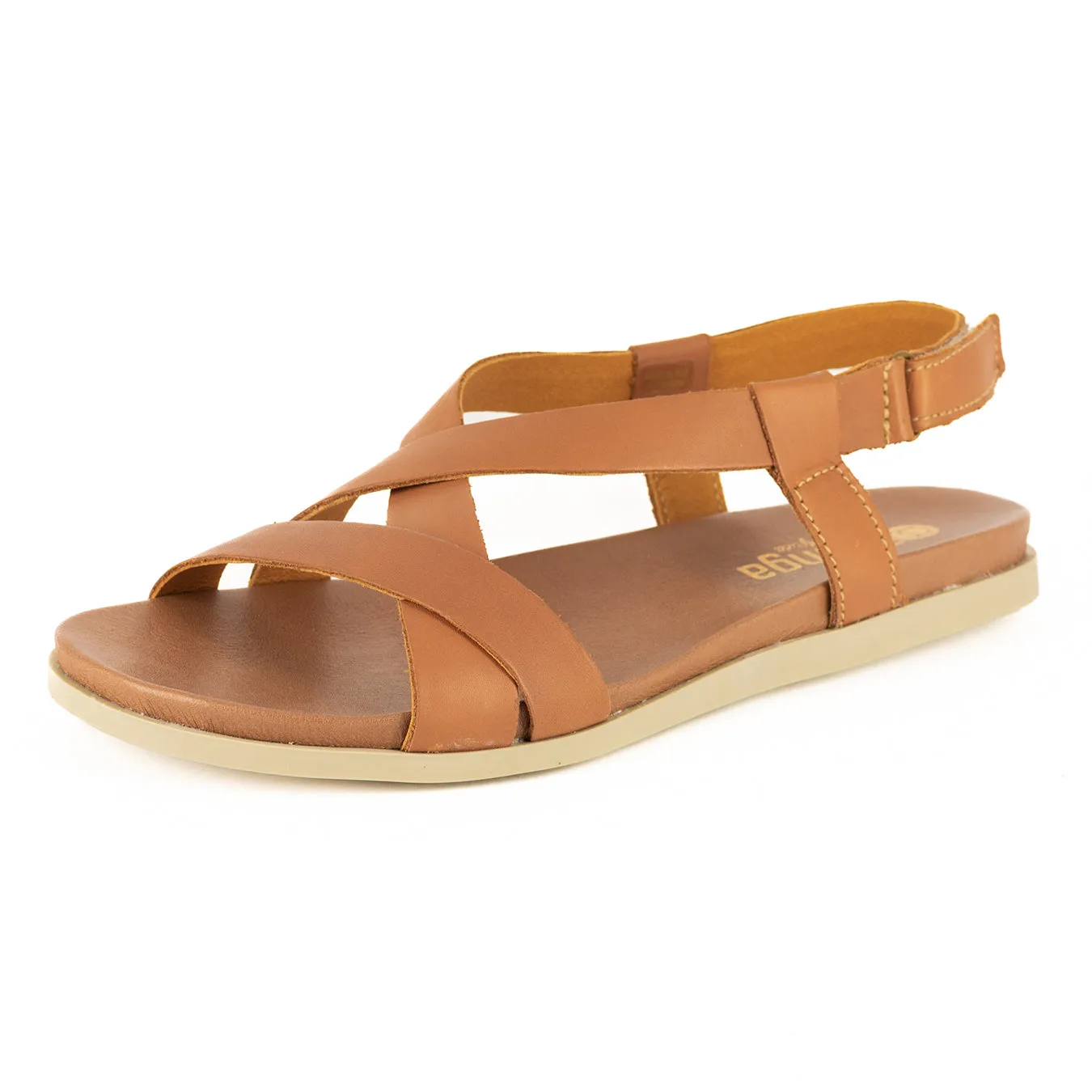 Sadani : Ladies Leather Sandal in Hazel Relaxa