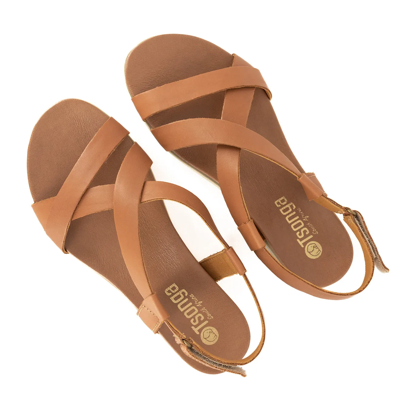 Sadani : Ladies Leather Sandal in Hazel Relaxa