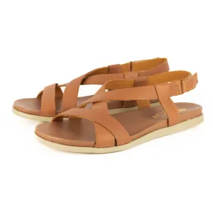 Sadani : Ladies Leather Sandal in Hazel Relaxa