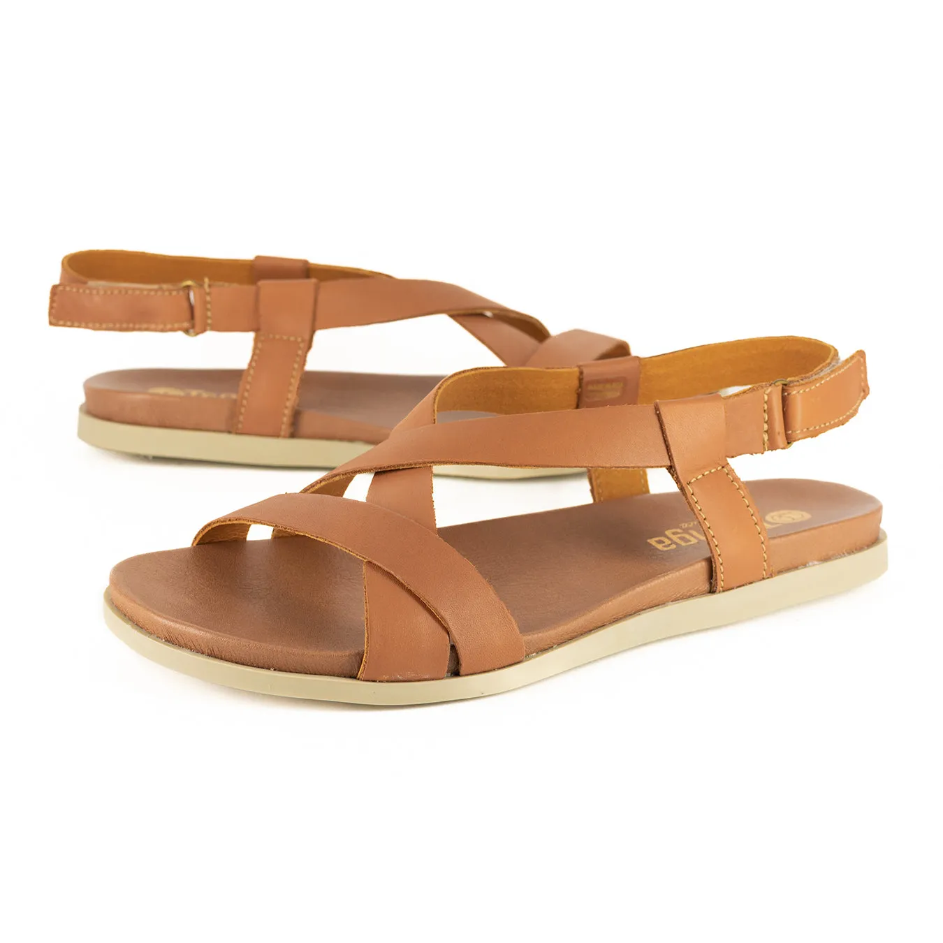 Sadani : Ladies Leather Sandal in Hazel Relaxa