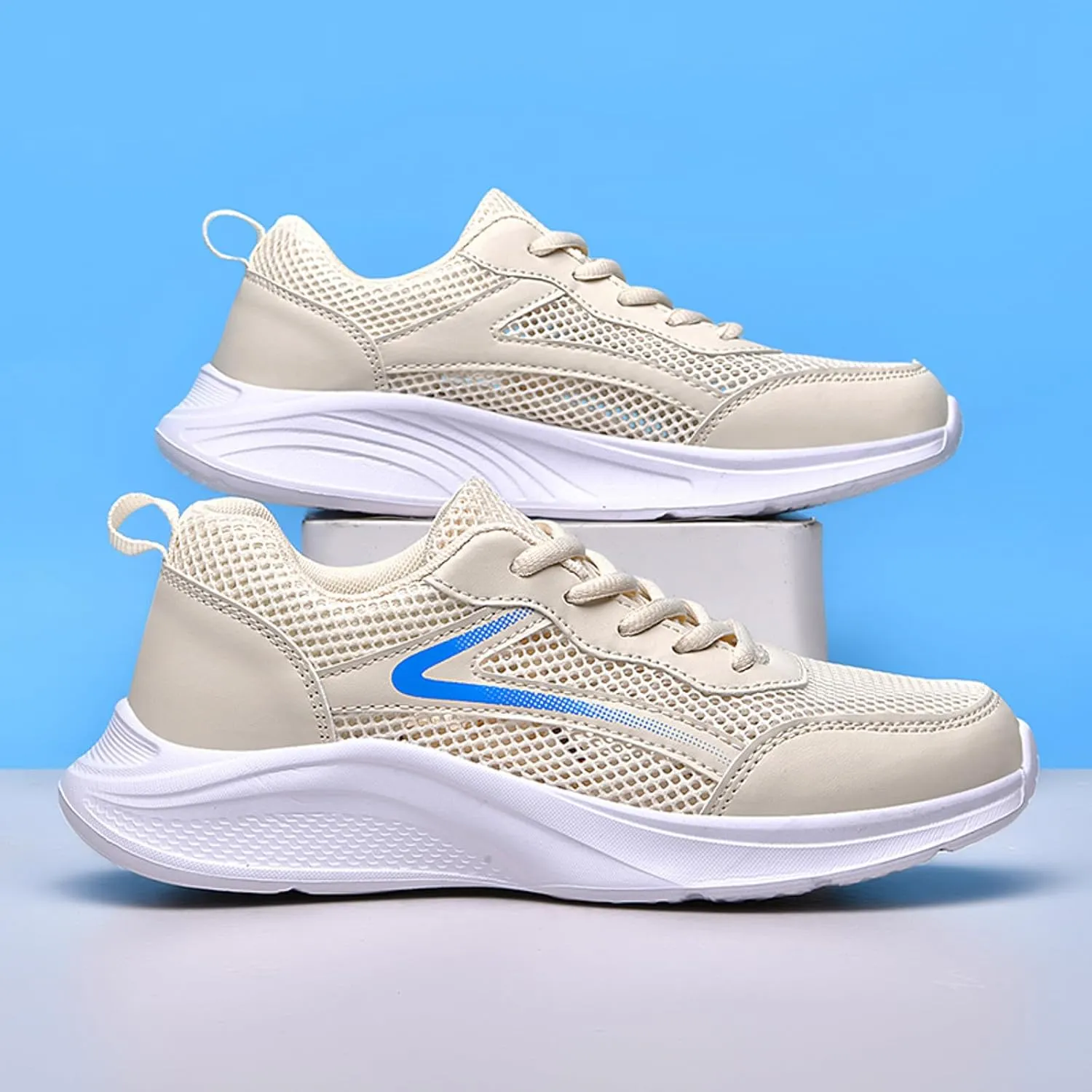 Women Tennis Shoes Fashion Running Sneaker Breathable Lace-Up Walking Shoes Non Slip Workout Shoes for Indoor Outdoor Gym