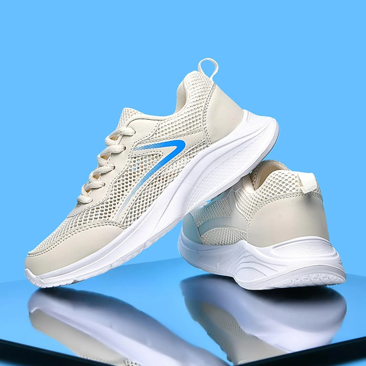 Women Tennis Shoes Fashion Running Sneaker Breathable Lace-Up Walking Shoes Non Slip Workout Shoes for Indoor Outdoor Gym