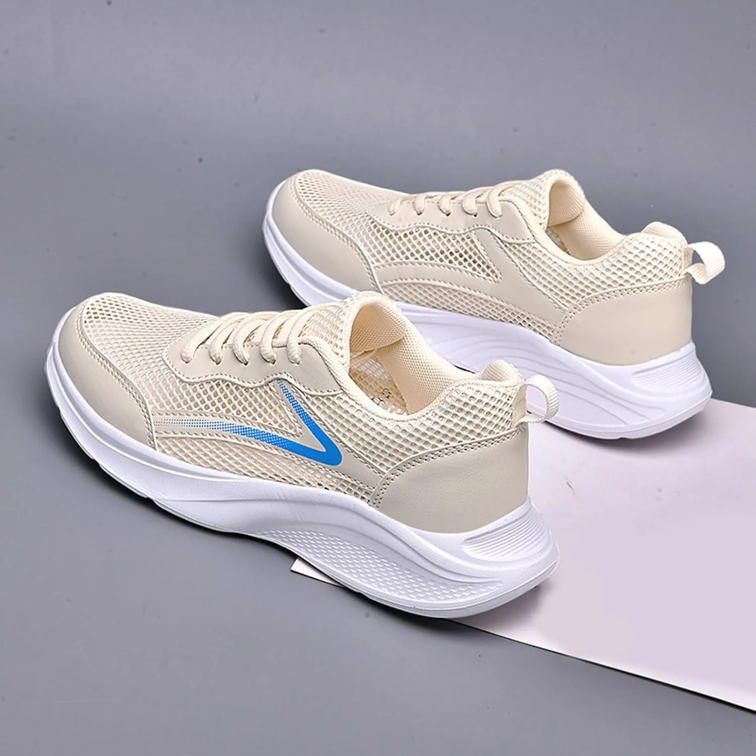Women Tennis Shoes Fashion Running Sneaker Breathable Lace-Up Walking Shoes Non Slip Workout Shoes for Indoor Outdoor Gym