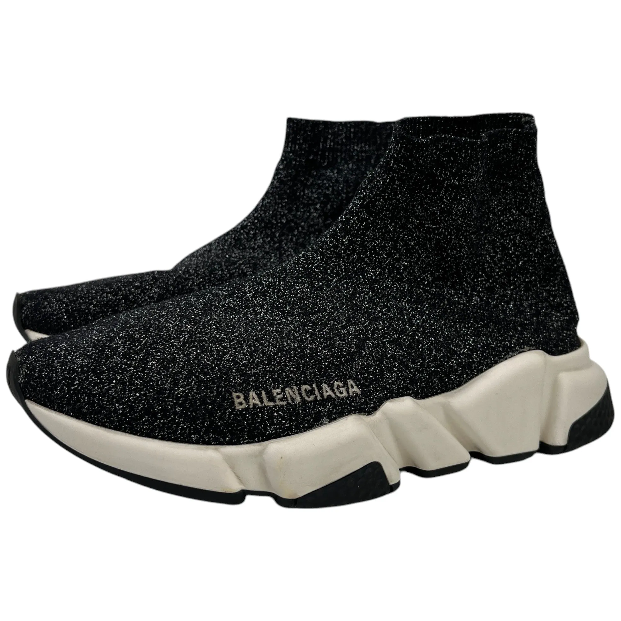 Women's Glitter Speed Sock High Trainers Black Size EU 37 / UK 4